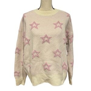 49. NWT PINCH Purple & Cream Star Crew Neck Sweater